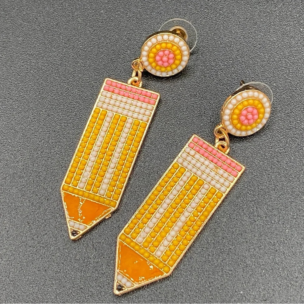 Fun Teacher Writer Earrings in Pencil Design Pierced